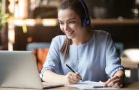 woman learning online